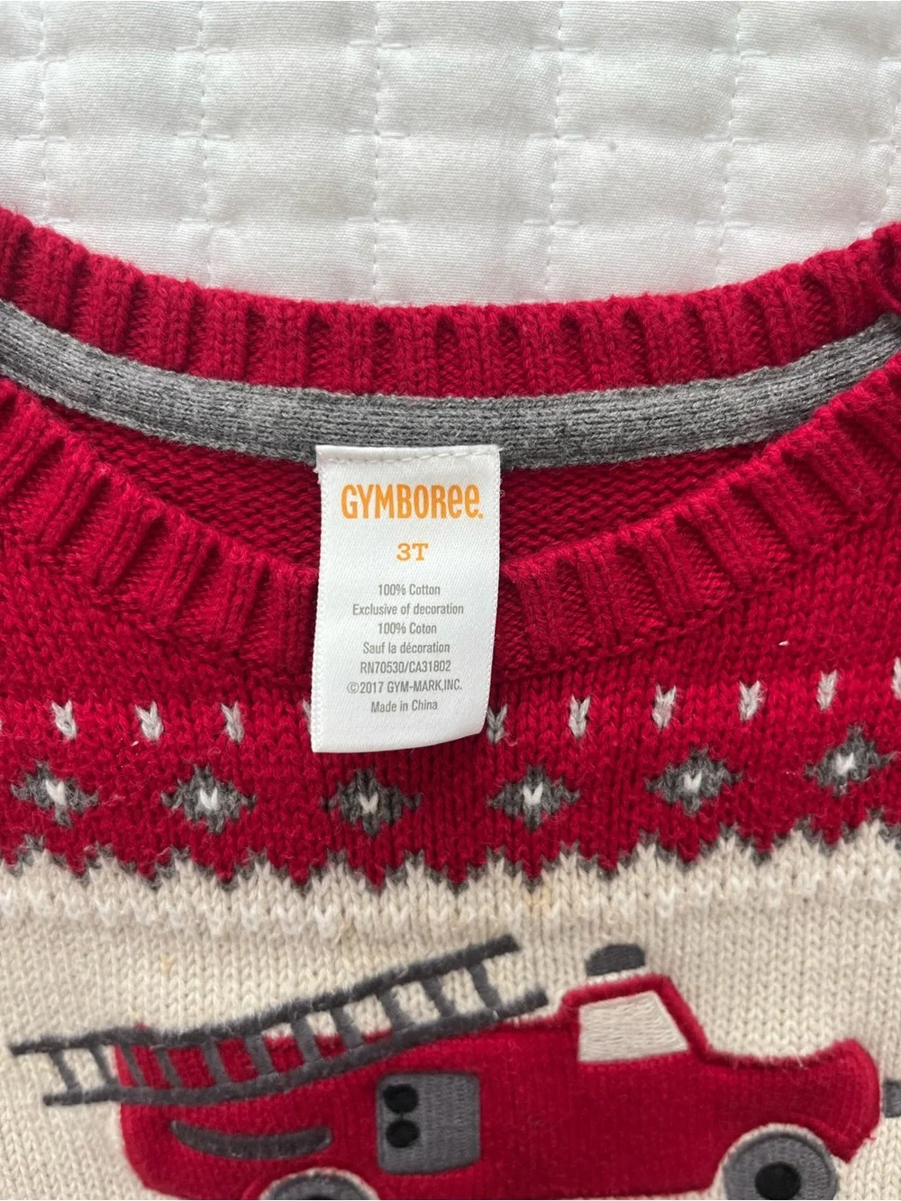 Gymboree Red Sweater with Fire Truck